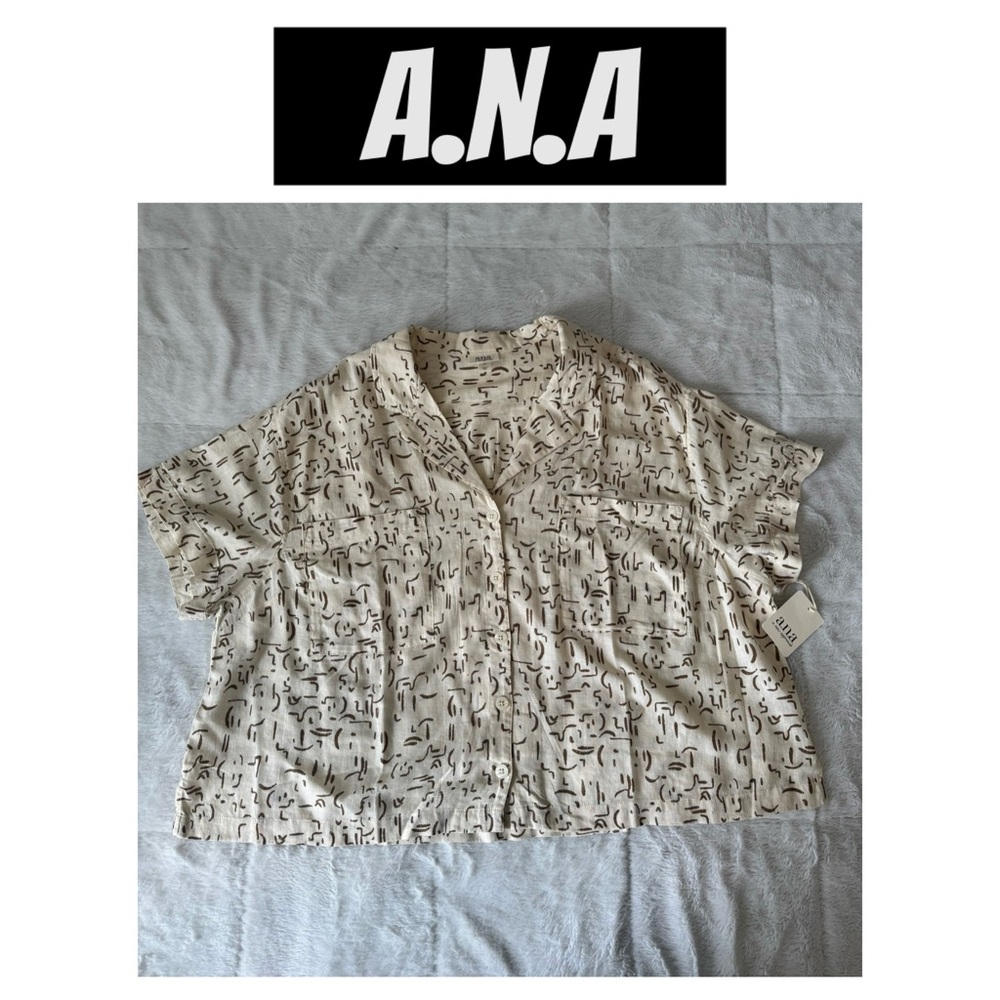 NWT a.n.a. Drape fit button down short sleeve 2X
